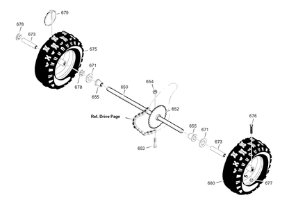 Wheels Diagram and Parts List for 6271100X83 (1695374)(2007) Briggs and Stratton Snow Blower